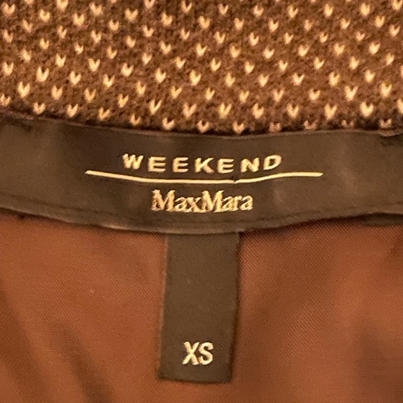 Max Mara Weekend Wool Blend Mixed Brown White Pattern Blazer Size Extra Small - Picture 12 of 13